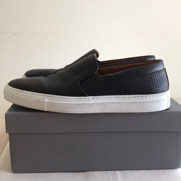 Aquatalia Sz 11 slip on sneakers woven black leather Weatherproof Made in Italy - Picture 4 of 10